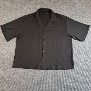 NovaMEN Black Textured Cuban Collar Short Sleeve Shirt Men's Size M